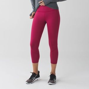 Berry Rumble Lululemon Pace Rival Crop, size 10